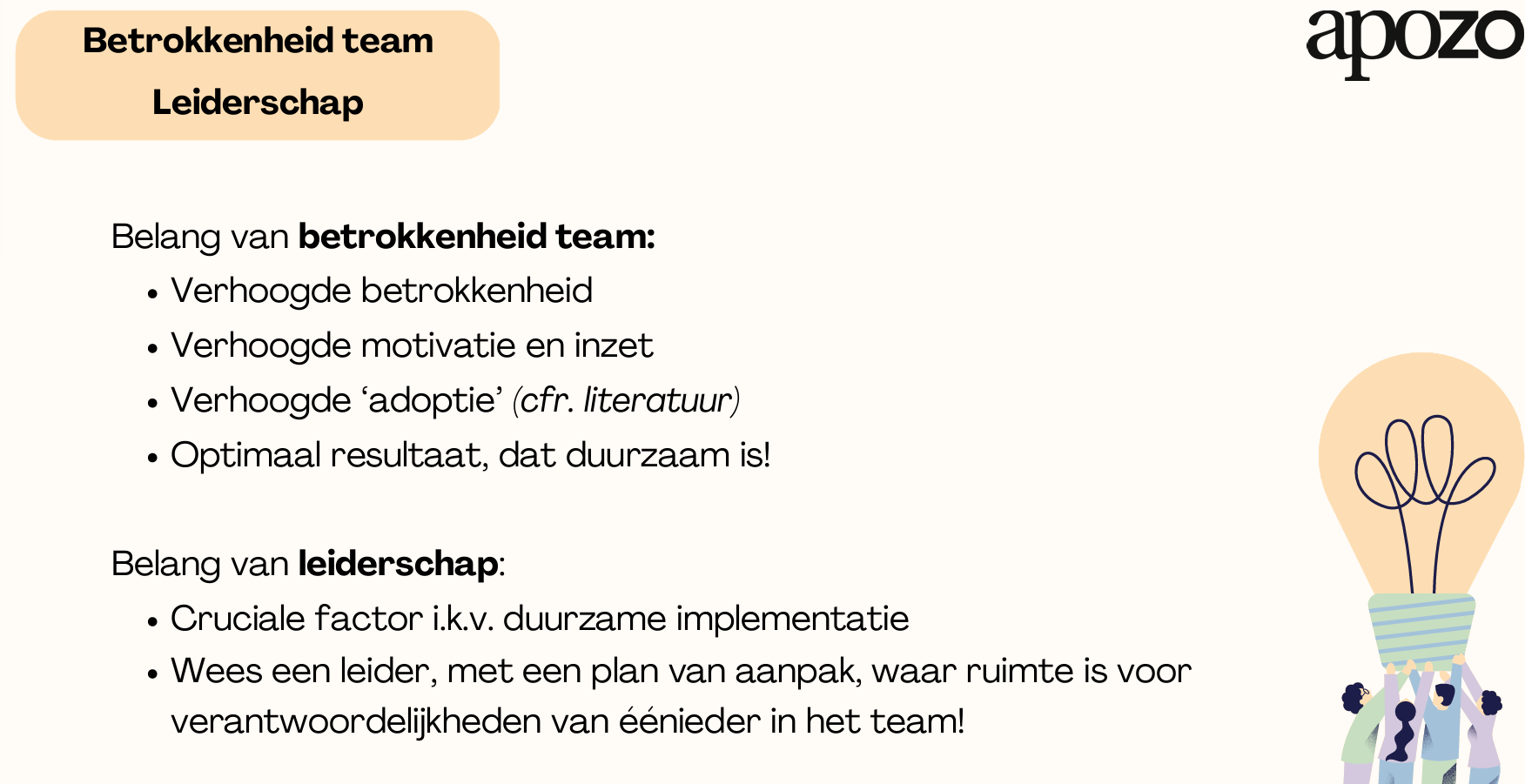 Apozo betrokkenheid team leiderschap